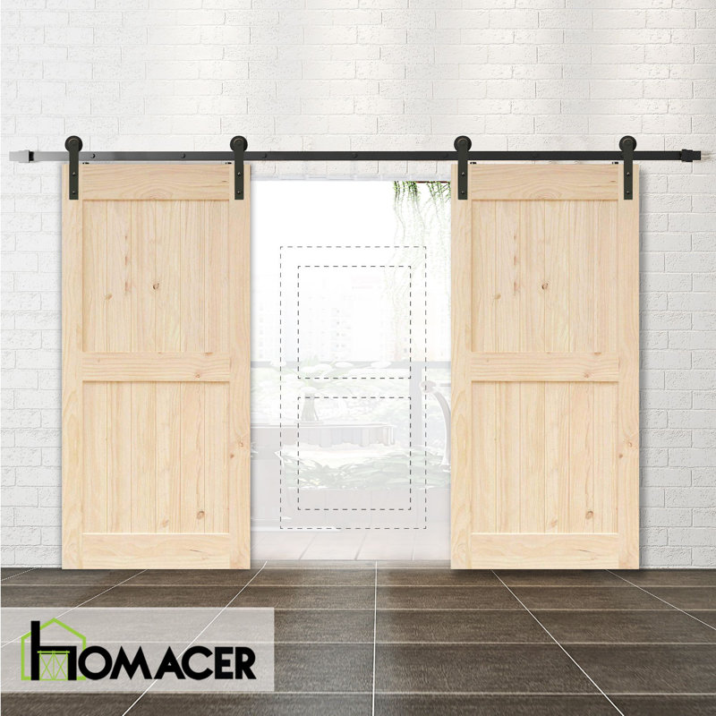 Homacer Paneled Wood Unfinished Barn Door with Installation Hardware